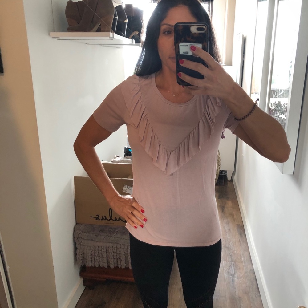 Express Pink Ruffled T-shirt - Picture 2 of 5